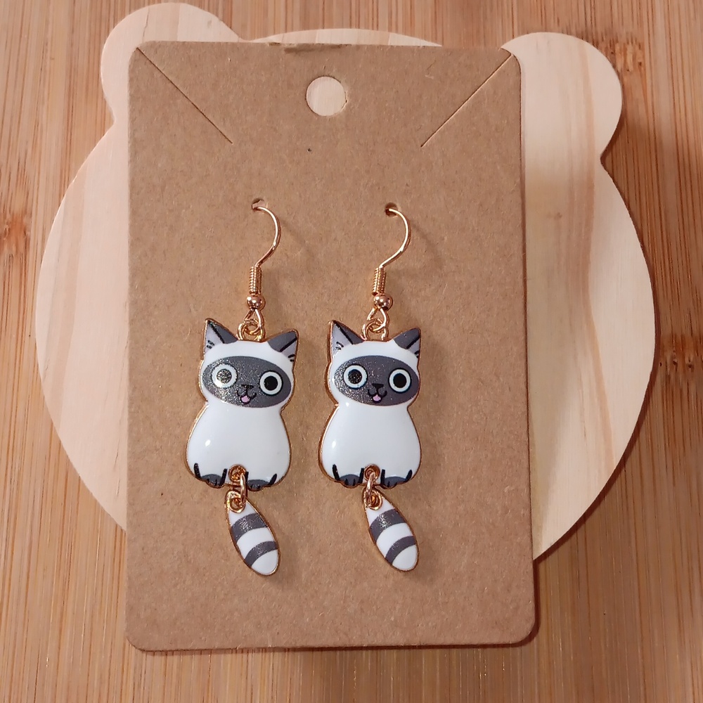Cute Siamese Kitty Cat 🐱Dangle Earrings New!